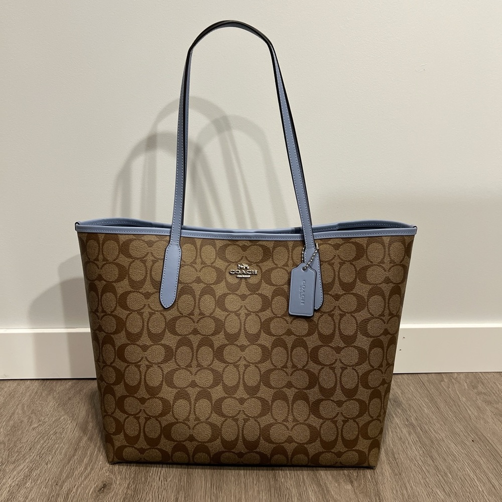 Coach Signature Brown and Blue Tote